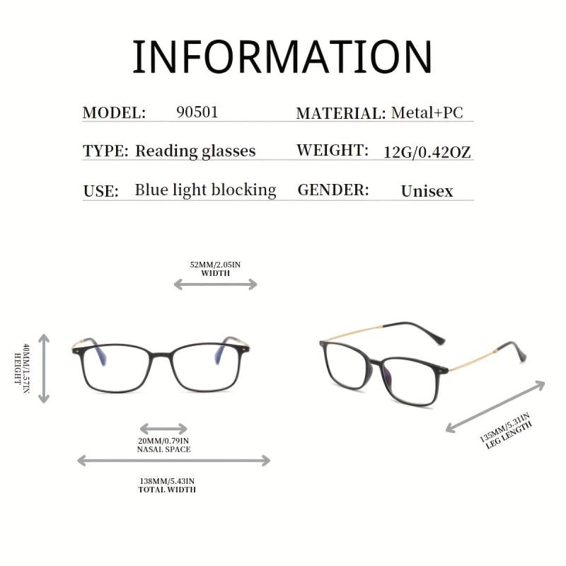 Metal Full Rim Frame Light Blocking Presbyopia Corrective Eyeglasses