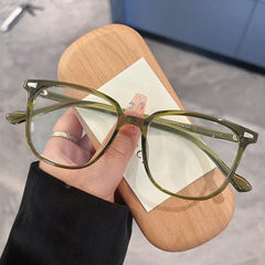 Women's Olive Green Square Glasses with Case