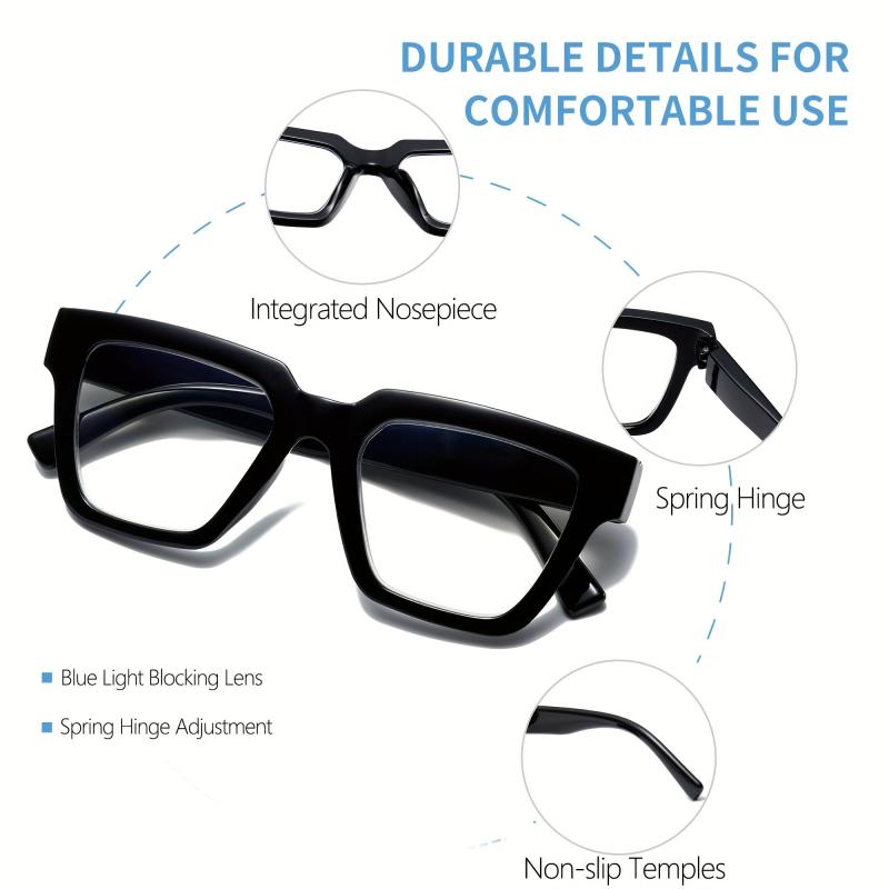 Women's Fashionable Oprah Reading Glasses w/ Light Blocking & Spring Hinges