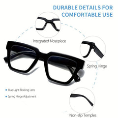 Women's Fashionable Oprah Reading Glasses w/ Light Blocking & Spring Hinges