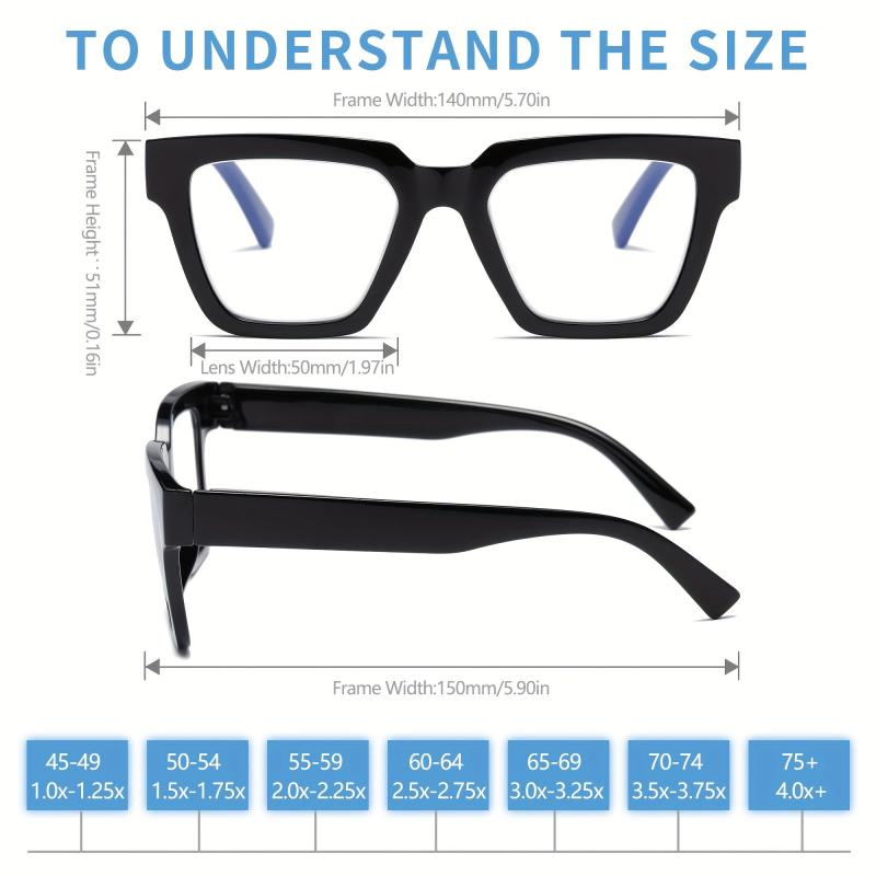Women's Fashionable Oprah Reading Glasses w/ Light Blocking & Spring Hinges