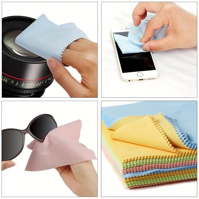 20pcs Colorful Microfiber Cleaning Cloths for Eyeglasses, Cameras, Laptops