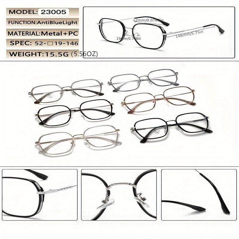 Retro Polygon Metal Blocking Glasses for Computer Reading