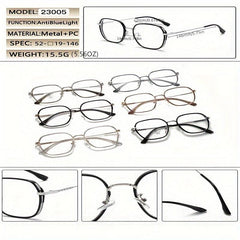 Retro Polygon Metal Blocking Glasses for Computer Reading
