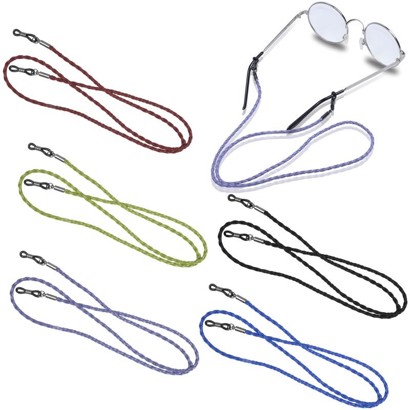 5pcs Leather Eyeglass Straps Non Slip Spectacles Cord Retainer Lanyard