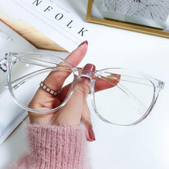 Gaming Glasses Oversized Round Frame Light Blocking Clear Lens Glasses