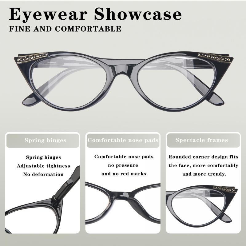 Retro Cat Eye Reading Glasses Bright Finish Readers 1.0-4.0
