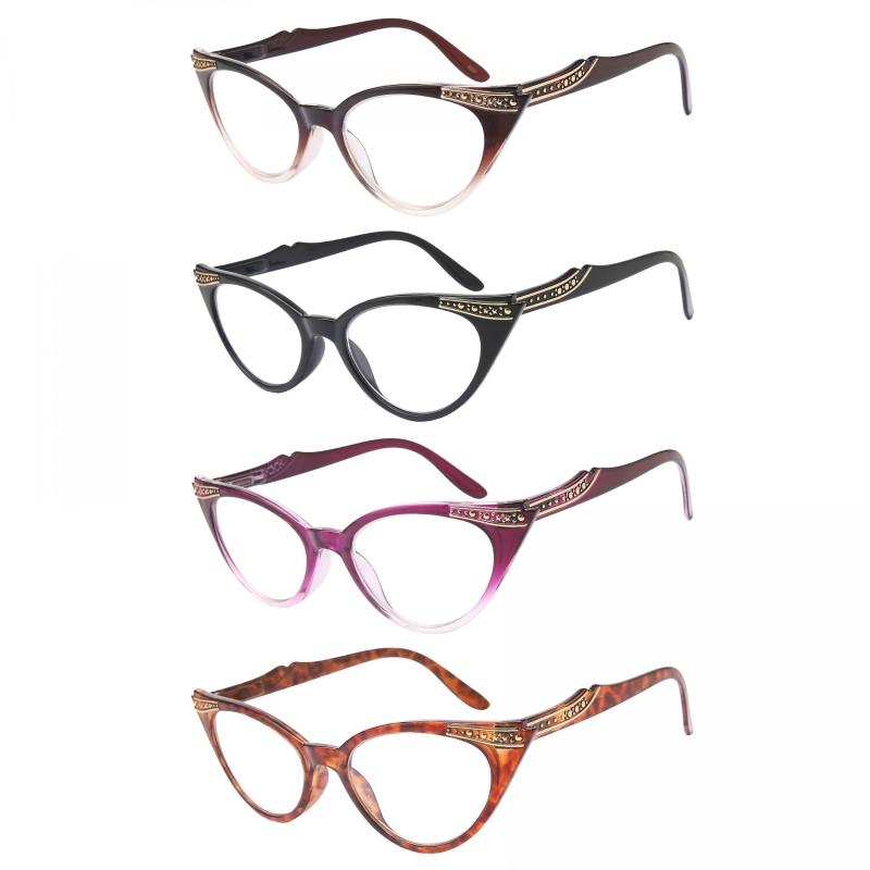 Retro Cat Eye Reading Glasses Bright Finish Readers 1.0-4.0
