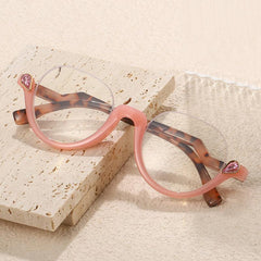 Plastic Half Rim Frame Reading Glasses Spring Hinges Flexible Temples