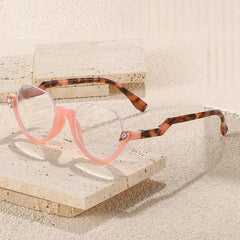 Plastic Half Rim Frame Reading Glasses Spring Hinges Flexible Temples