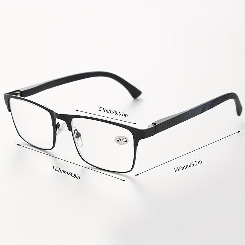Men's Business Reading Glasses Full Frame Anti Fatigue Metal Frame Eyewear