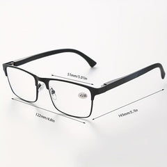 Men's Business Reading Glasses Full Frame Anti Fatigue Metal Frame Eyewear