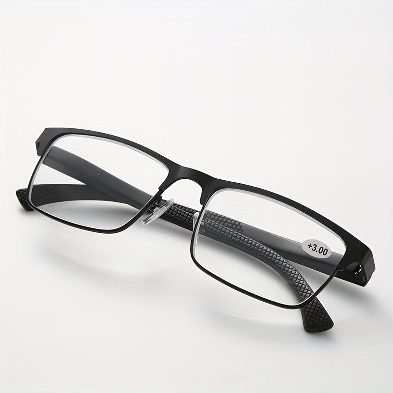 Men's Business Reading Glasses Full Frame Anti Fatigue Metal Frame Eyewear