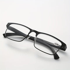 Men's Business Reading Glasses Full Frame Anti Fatigue Metal Frame Eyewear