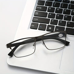 Men's Business Reading Glasses Full Frame Anti Fatigue Metal Frame Eyewear