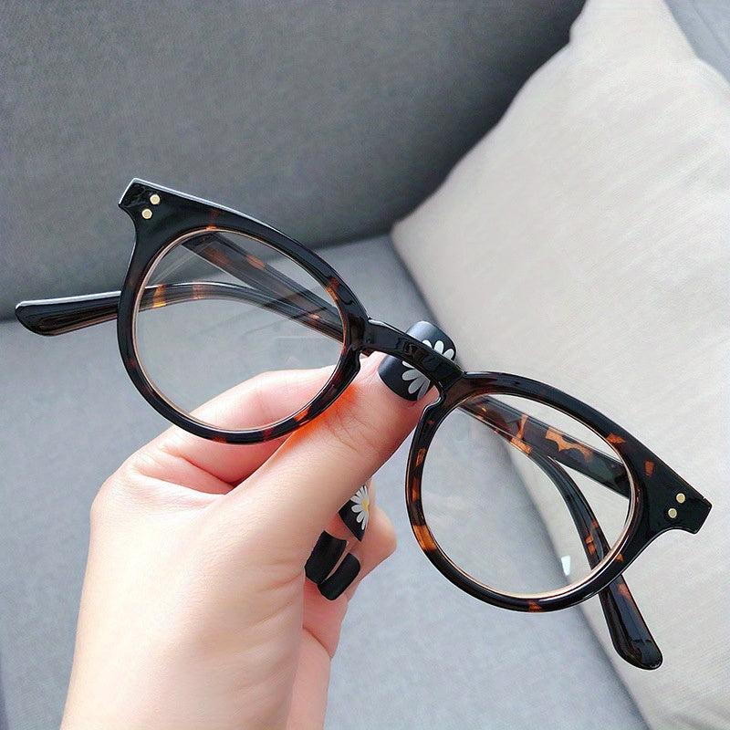 Round Anti Light Glasses Retro Transparent Lens