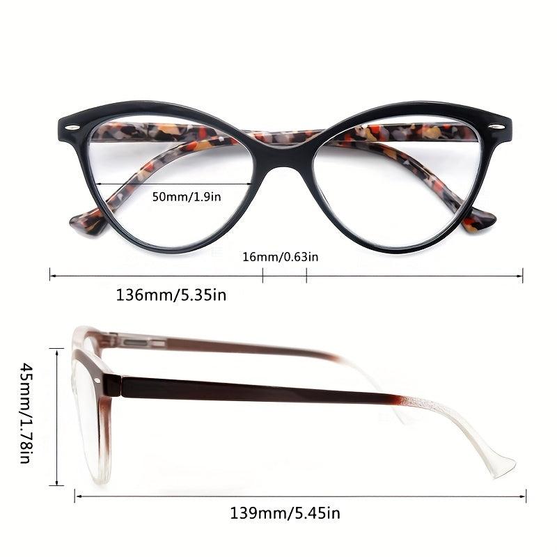 Women's Cat Eye Reading Glasses Spring Hinge Lightweight 0.5-4 Diopter
