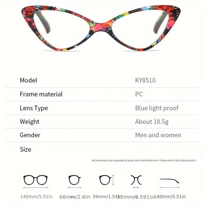 Broken Flower Cat Eyes Anti Light Glasses Clear Lenses