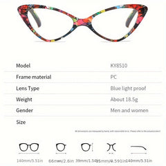 Broken Flower Cat Eyes Anti Light Glasses Clear Lenses