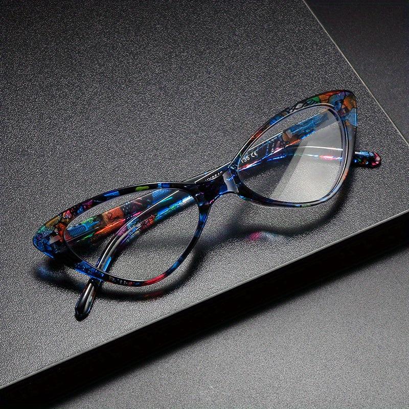 Broken Flower Cat Eyes Anti Light Glasses Clear Lenses