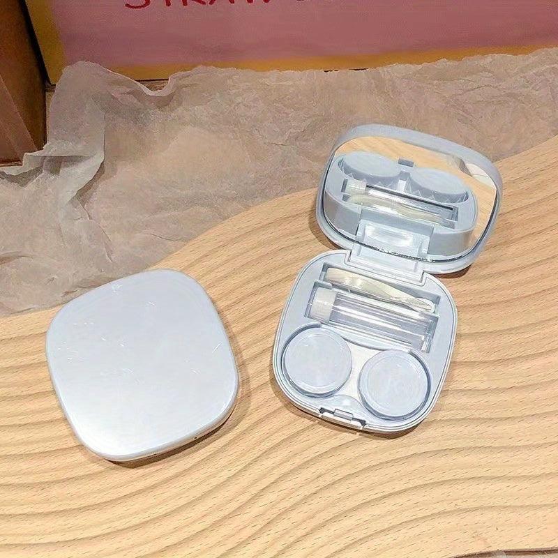 Macarone Square Love Lens Case Pupil Storage Box with Carrying Mirror