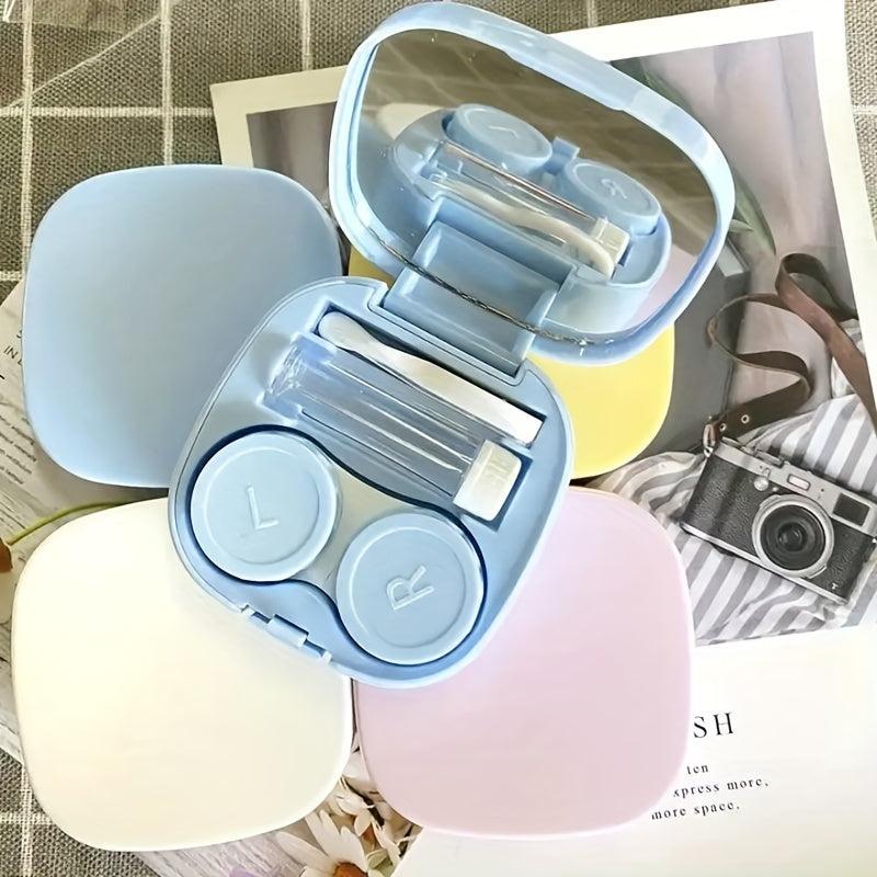 Macarone Square Love Lens Case Pupil Storage Box with Carrying Mirror