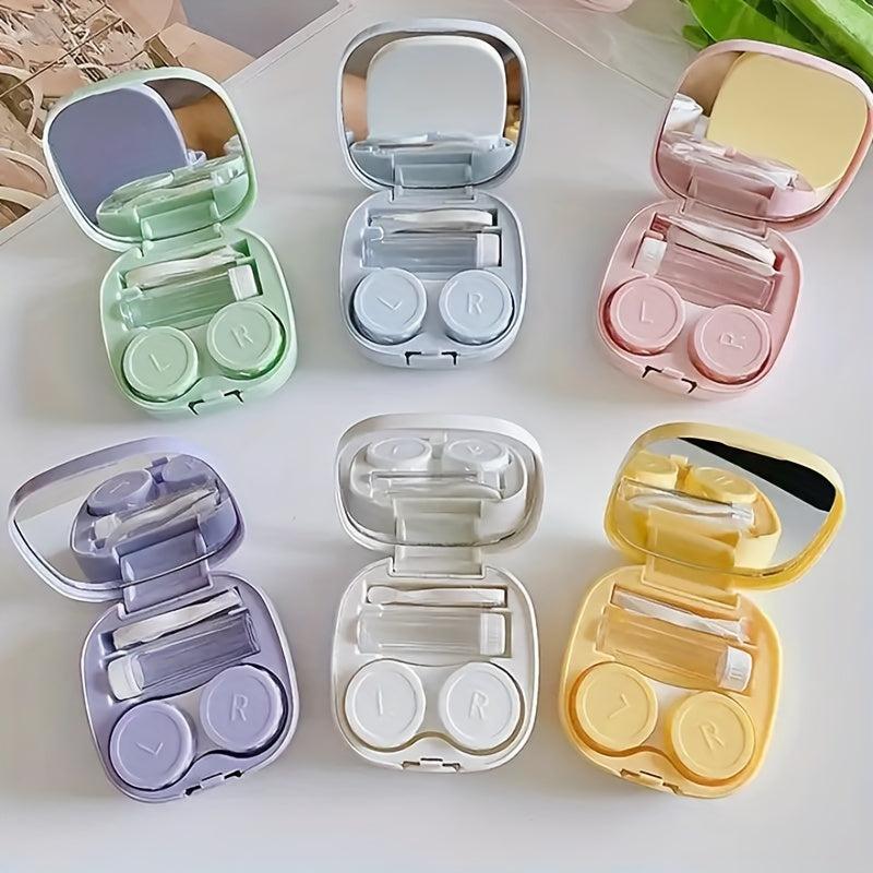 Macarone Square Love Lens Case Pupil Storage Box with Carrying Mirror
