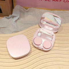Macarone Square Love Lens Case Pupil Storage Box with Carrying Mirror