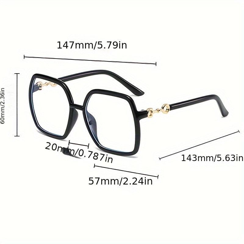 Oversized Square Glasses Retro Women Metal Frame Optical Computer Glasses