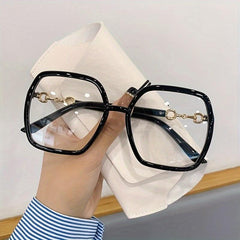 Oversized Square Glasses Retro Women Metal Frame Optical Computer Glasses