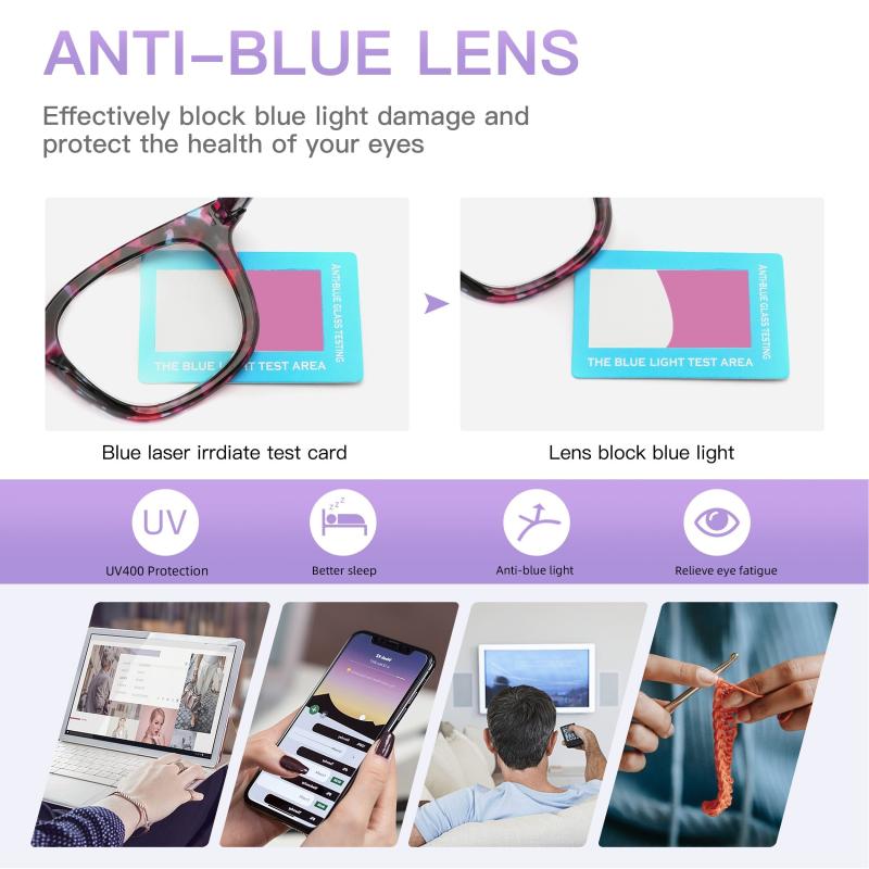 Light Blocking Square Computer Readers Reduce Glare & UV Rays