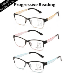 3PCS Progressive Lens Multifocal Eyeglasses Light Blocking Presbyopia Unisex