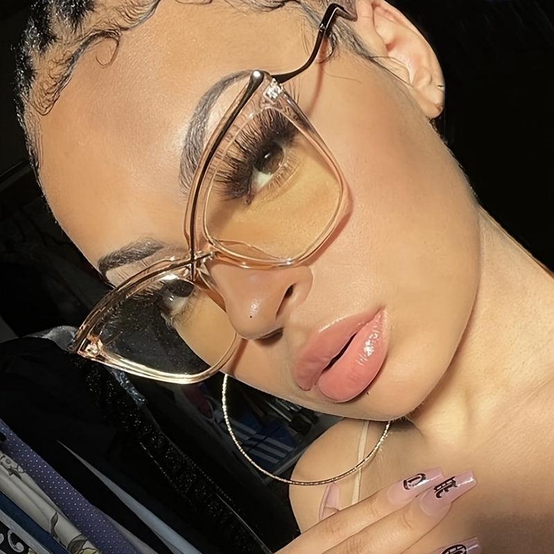 Women Oversized Square Light Blocking Glasses Relieve Eye Fatigue