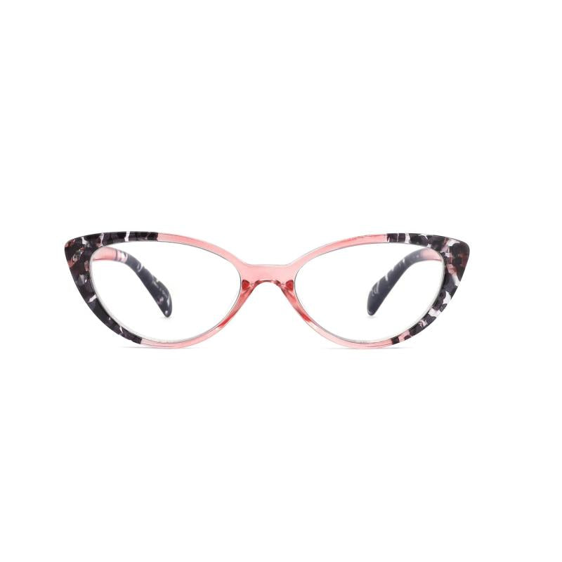 Pink Women Light Blocking Readers Spring Hinge Anti Glare UV Cat Eye Reading Gla