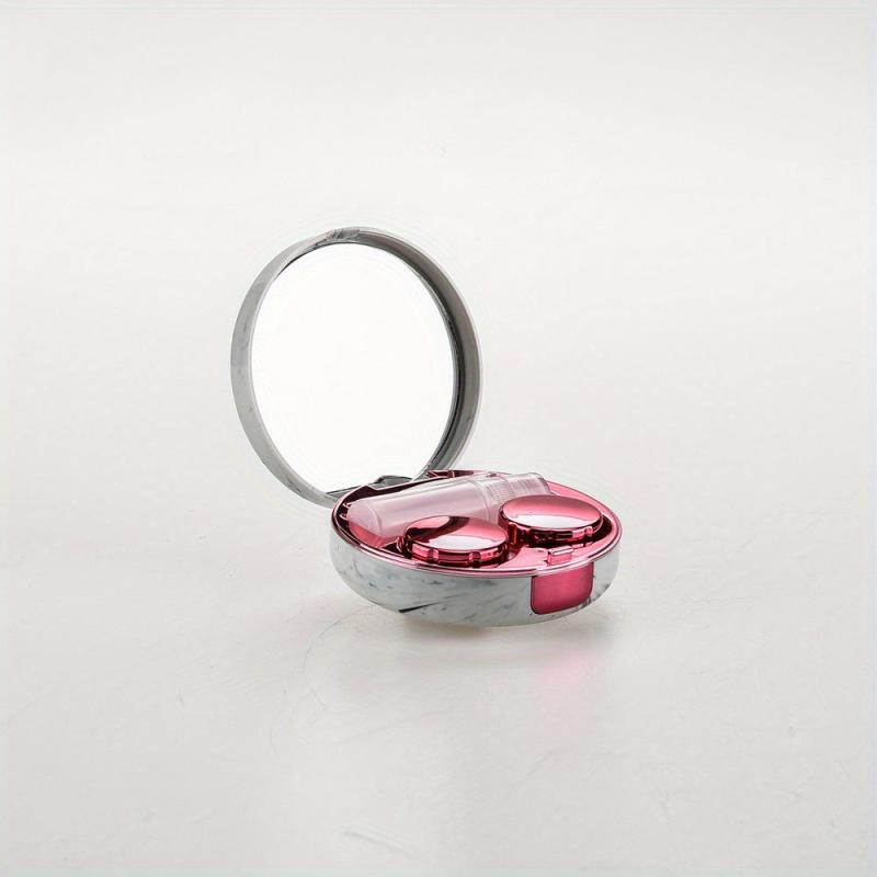 Rose Gold Lens Case with Mirror Tweezer Remover Tool