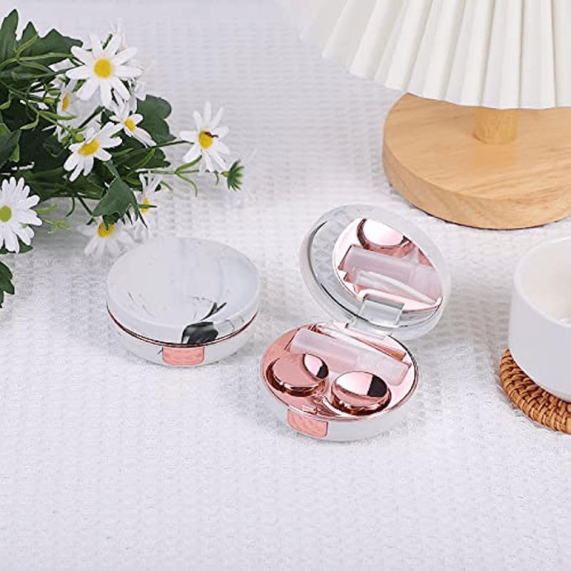 Rose Gold Lens Case with Mirror Tweezer Remover Tool