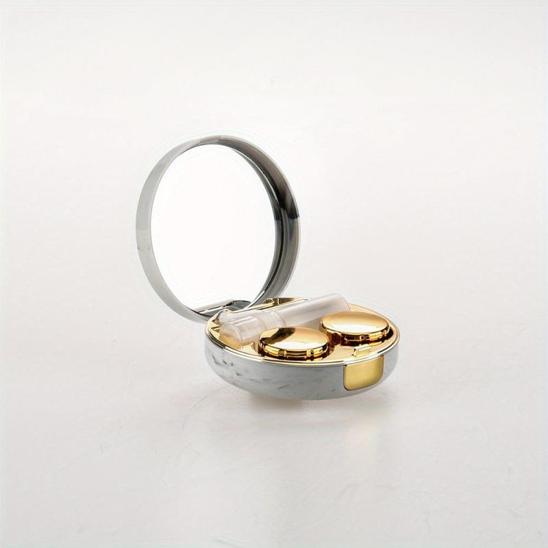 Rose Gold Lens Case with Mirror Tweezer Remover Tool