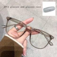 Light Resistant Square Glasses Retro Olive Green Coconut Gray Transparent Lenses