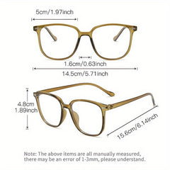 Light Resistant Square Glasses Retro Olive Green Coconut Gray Transparent Lenses
