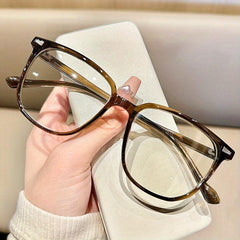 Light Resistant Square Glasses Retro Olive Green Coconut Gray Transparent Lenses
