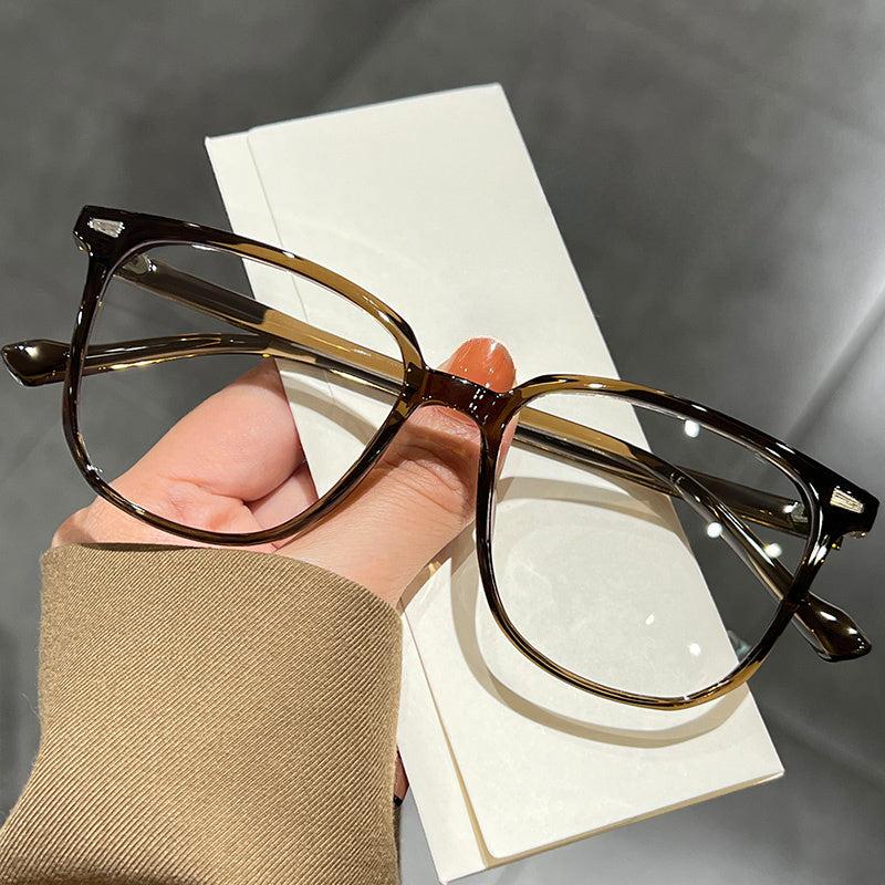 Light Resistant Square Glasses Retro Olive Green Coconut Gray Transparent Lenses