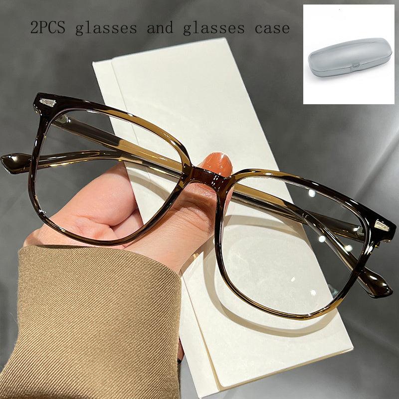 Light Resistant Square Glasses Retro Olive Green Coconut Gray Transparent Lenses