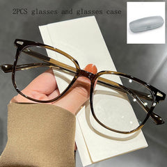 Light Resistant Square Glasses Retro Olive Green Coconut Gray Transparent Lenses