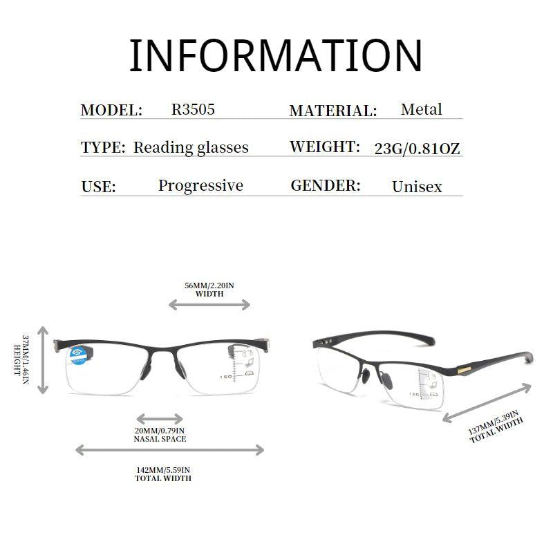 Metal Half Rim Progressive Presbyopia Reading Glasses