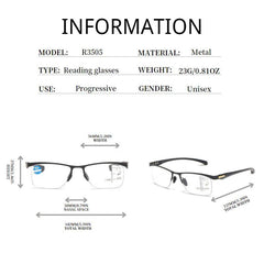 Metal Half Rim Progressive Presbyopia Reading Glasses