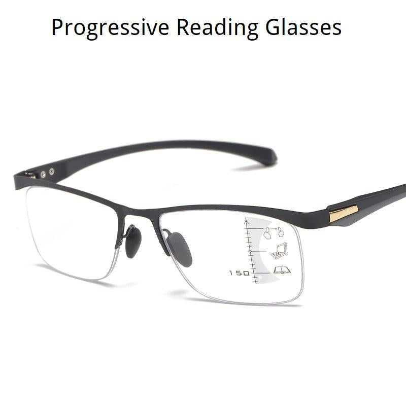 Metal Half Rim Progressive Presbyopia Reading Glasses