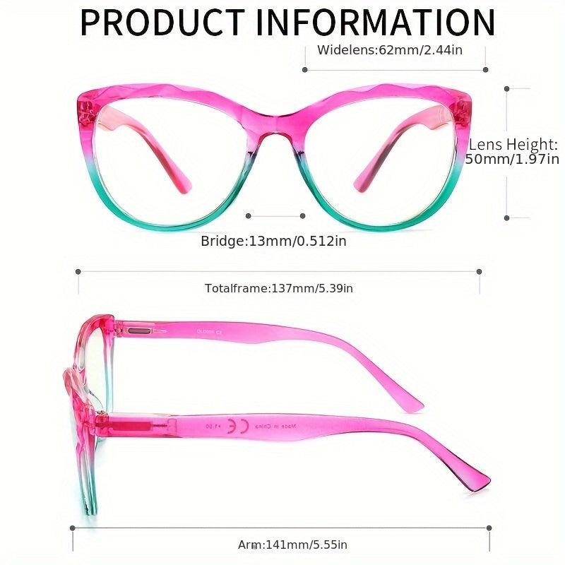 Cat Eye Reading Glasses Spring Hinges Light Blocking Crystal Shape Eyeglasses
