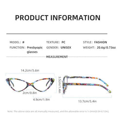 Colorful Butterfly Frame Flexible Temples Presbyopia Eyeglasses