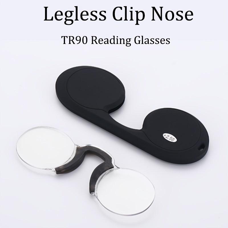Round Frame Nose Clip Presbyopic Glasses High Definition Anti Light Glasses