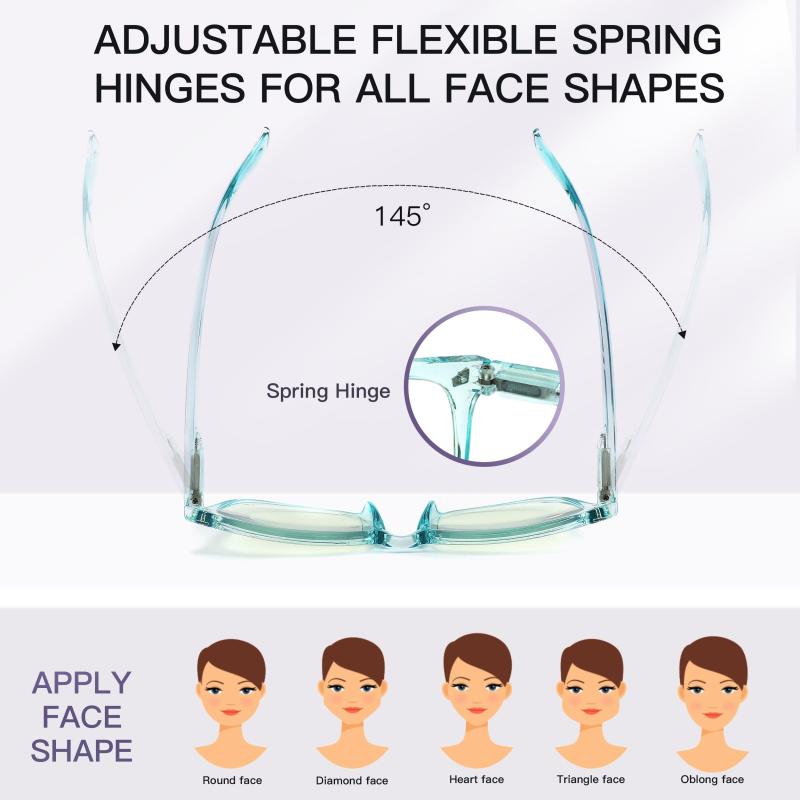 Crystal Square Reader Light Blocking Glasses for Women Men